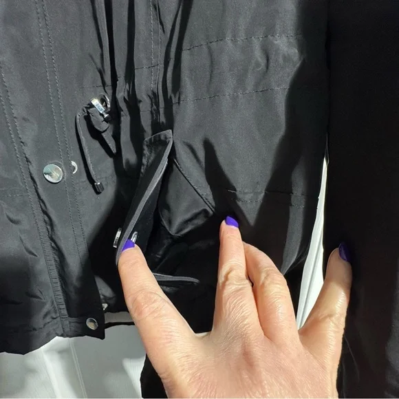 Charter Club Anorak Jacket Large Petite Water-Resistant Hooded Drawstring Waist - Picture 3 of 14